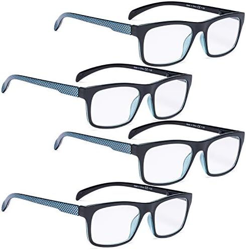 OKUMA gözlüğü 4 paket Moda Damalı Tapınaklar Okuyucular Gözlük Kadın Erkek Okuma
