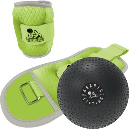 Ayak Bileği Bilek Ağırlıkları 1 lb-Çarpma Topu ile Yeşil Paket 20 lb