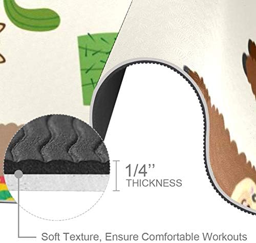 Siebzeh Kahverengi Gri Alpaka Desen Kaktüs Premium Kalın Yoga Mat Çevre Dostu Kauçuk Sağlık ve Fitness Her Türlü Egzersiz
