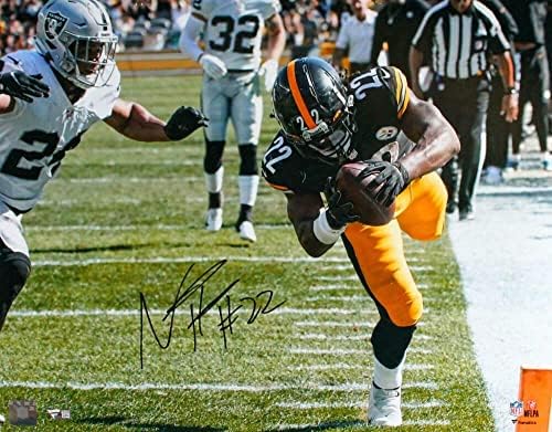 Najee Harris İmzalı Pittsburgh Steelers 16x20 TD FP Fotoğraf Fanatikleri * Siyah İmzalı NFL Fotoğrafları