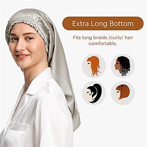 LilySilk kadın İpek Uyku Kap 19 Momme 100 Gerçek İpek Kaput Yumuşak Elastik Bant ile Saç için
