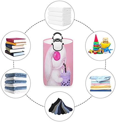Çamaşır Sepeti Tavşan Süt Çay Katlanabilir Çamaşır Sepeti Kolları ile Su Geçirmez Katlanabilir Kirli Giysiler Çanta