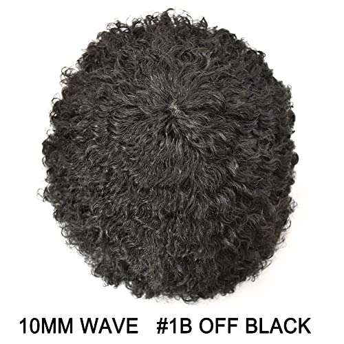 Afro Peruk Siyah Adam Örgü Saç Ünitesi 8x10 inç siyah adamın kıvırcık peruk %100 insan saçı Adam Örgü tam poli ince