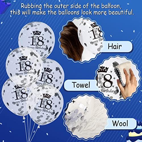 18th Doğum Günü Balonlar, 15 PCS Lacivert Gümüş Lateks 18th Doğum Günü Balonlar için Erkek Kız 18th Yıldönümü Mutlu