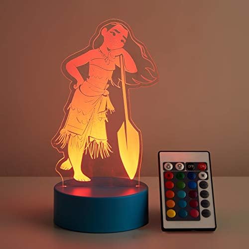 Disney Moana akrilik LED masa lambası çok renkli değişen ışıklar, denetleyici dahil