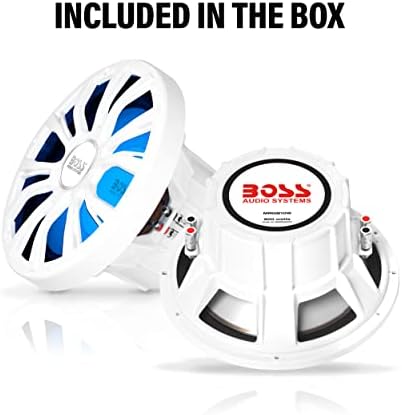 BOSS Audio Systems MRGB10W 10 inç Deniz Sesi Subwoofer-Maksimum 800 Watt, Çift 2 Ohm Ses Bobini, Çok Renkli Aydınlatma,
