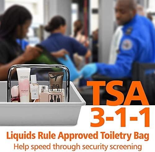 PACKISM Temizle makyaj çantası, 3 Paket TSA Onaylı makyaj çantası Quart Boyutu Çanta, seyahat Makyaj Kozmetik Çantası