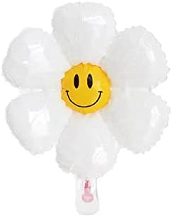 10 ADET Papatya Balonlar Gülümseme Yüz Groovy Parti Süslemeleri Boho Beyaz Çiçek Balon Doğum Günü Düğün Parti Dekor