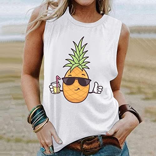 MIASHUI Grafik Avrupa Ve Amerikan Tarzı Kolsuz Yelek kadın Ananas Eğlenceli Baskı T Shirt Şık Üst Kadın
