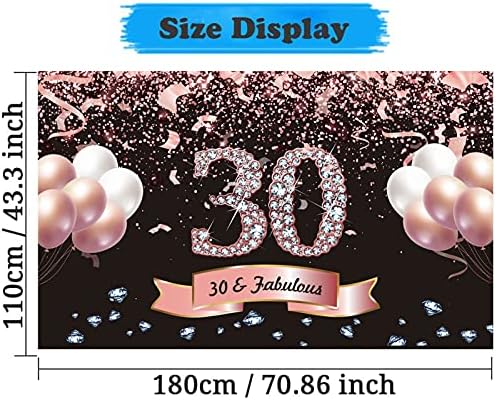 Trgowaul 30th Doğum Günü Süslemeleri Kadınlar için Gül Altın 30 & Muhteşem Zemin Banner 43. 3X70. 8 inç Mutlu Doğum