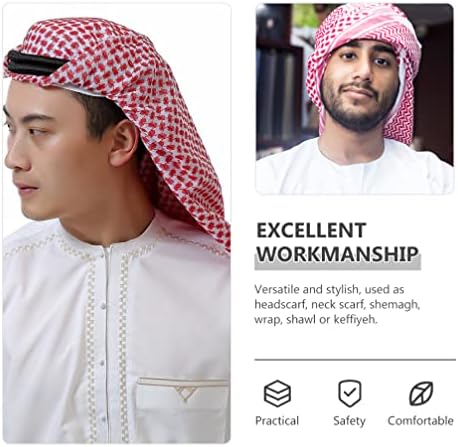 Gadpıparty Erkekler Arapça Shemagh Orta Doğu Başörtüsü Türban Bandana Müslüman Başörtüsü Headwrap Klasik Arafat Kafa