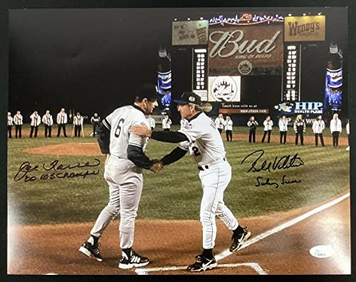 Joe Torre İmzalı Fotoğraf 11x14 Yankees 2000 Dünya Serisi Bobby Valentine Auto JSA - İmzalı MLB Fotoğrafları