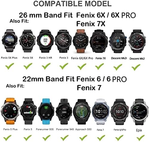 BNEGUV Fenix 5X saat kordonları 26mm lastik saat kayışı Fenix 5X Artı / Fenix 6X / Fenix 6X Pro / Fenix 7X / Fenix
