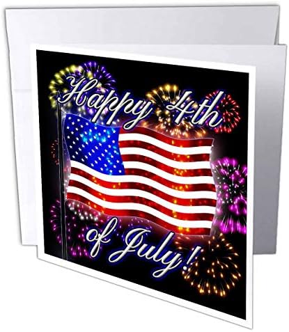 Havai Fişek Dijital Sanat Tebrik Kartı ile 3dRose 4 Temmuz Amerikan Bayrağı (gc_242308_5)