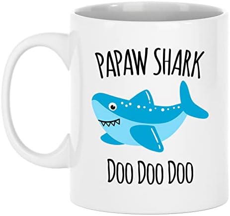 Exxtra Hediyeler Papaw Köpekbalığı Kupa Komik Doo Doo Bardak Büyükbaba İçin Mevcut Büyükbaba Torunları 11 oz Beyaz