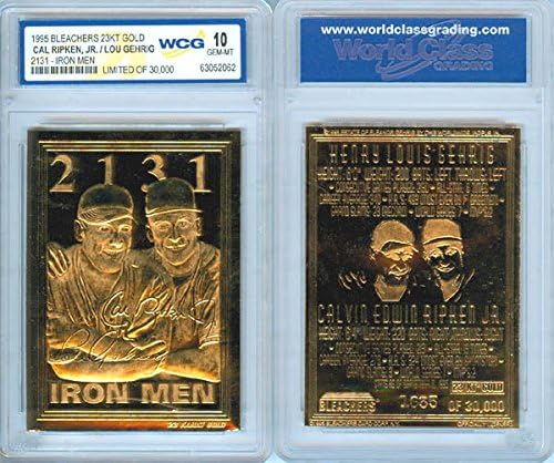 Cal Ripken & Lou Gehrig 1995 Demir Erkekler 23KT Altın Kart Heykel Kademeli MÜCEVHER Nane 10