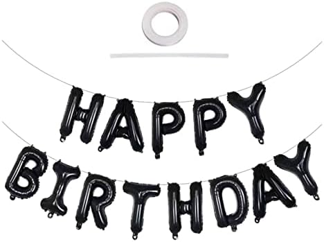 16 İnç Siyah Mutlu Doğum Günü Balonlar Doğum Günü Partisi Malzemeleri için Folyo Harfler Doğum Günü İşareti Afiş