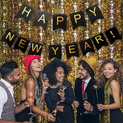 MiniRed Yeni Yıl Afiş, Mutlu Yeni Yıl Bunting Banner ile Altın Glitter Mektup, prim Yeni Yıl Parti Süslemeleri Malzemeleri