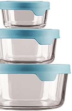 Çapa Hocking TrueSeal Cam Gıda Saklama Kapları Hava Geçirmez Kapaklı, 2-Cup, Mineral Mavi, 6'lı paket