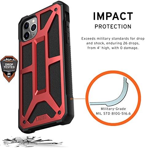 KENTSEL zırh DİŞLİ UAG iPhone 11 Pro Max için Tasarlanmış [6.5 inç Ekran] Monarch Tüy Hafif Sağlam [Crimson] Askeri
