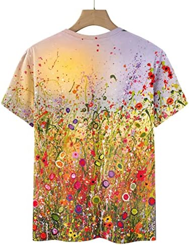 Genç Kızlar Üst Kelebek Çiçek Grafik Rahat Fit Bluz Gömlek Kısa Kollu Crewneck Spandex Brunch Üst EL