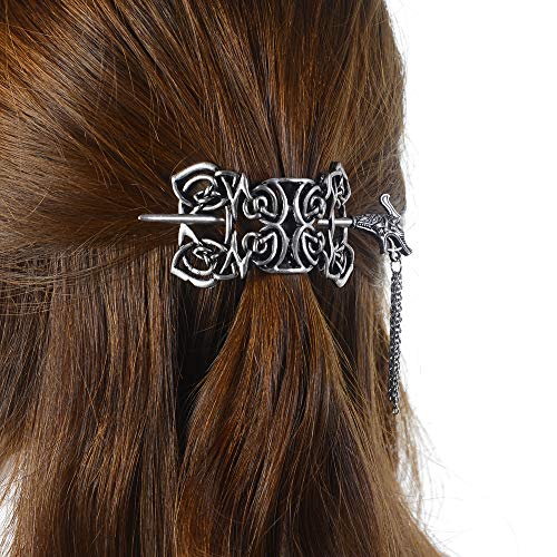 Viking Celtic Saç Slayt Tokalar-Viking saç aksesuarları Celtic Knot Saç Tokalarım Antik Gümüş Saç Sopa İrlandalı Saç
