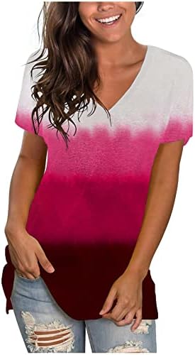 Üst Gömlek Kızlar için Yaz Sonbahar 2023 Giyim Moda Kısa Kollu Pamuklu V Boyun Grafik Casual Bluz VF VF