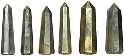 Piramit Tatva Kristal Noktası Kalem Cilalı masaj değneği Dikilitaş-Altın Piriye 1.5-2 inç/ 3.5-5 cm wt.20-30 Gram