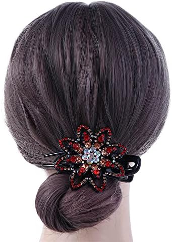 Rhinestone Çift Çiçek saç tokası, Kadın Saç Pençe Moda Tasarım saç aksesuarları, Mizaç saç tokası Kadınlar için Çiçek