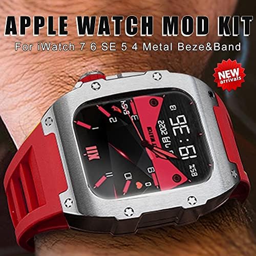 XDEWZ Paslanmaz Titanyum Çelik Modifikasyon Kiti için apple saat bandı 7 6 5 4 RM Metal Kasa iWatch Serisi için 44MM
