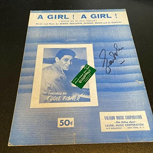 Eddie Fisher İmzalı Vintage Bir Kız Bir Kız İmzaladı! Program İmzalı MLB Dergileri