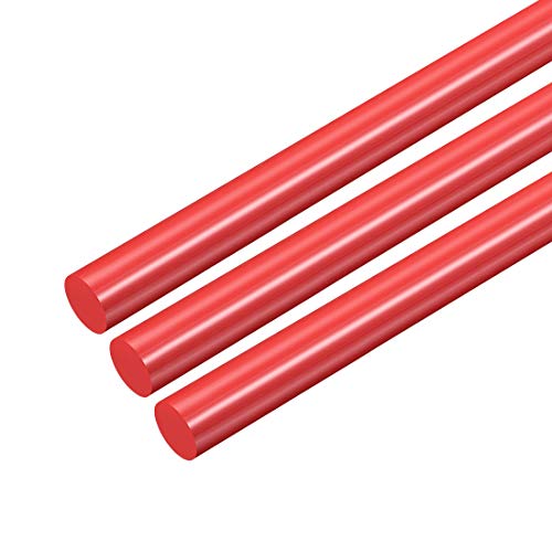 uxcell 3 adet Plastik Yuvarlak Çubuk 5/16 inç Dia 20 inç Uzunluk Kırmızı (POM) Polioksimetilen Çubuklar Mühendislik