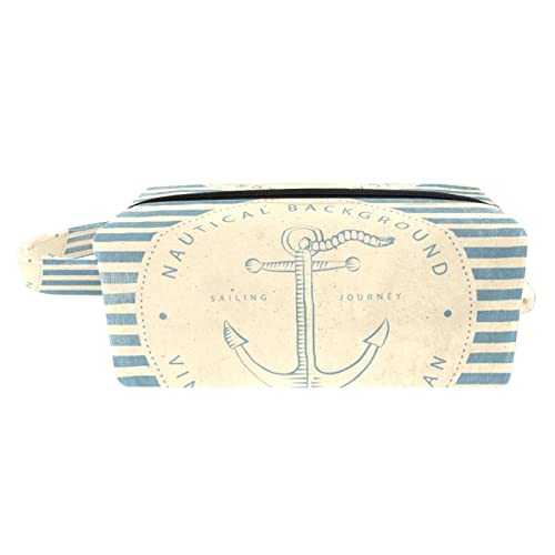 Makyaj Çantası Seyahat Kozmetik Çantası Denizcilik Vintage Çizgili Çapa makyaj çantası organizatör fermuarlı kese