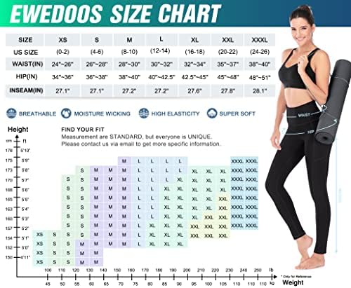 Ewedoos kadın Yoga cepli pantolon-Cepli Tayt, Yüksek Bel Karın Kontrol Transparan Olmayan egzersiz pantolonları