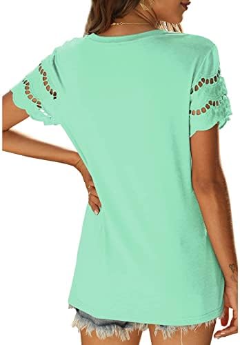 Kadın Bluzlar Moda 2023 Rahat Yuvarlak Boyun Kabarcık kısa kollu tişört Tunik Üst T Shirt