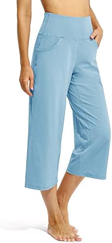 Promosyon kapri pantolonlar Kadınlar için Geniş Bacak Yoga cepli pantolon Yüksek Bel rahat elbise Mahsul pantolon