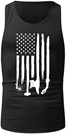 Bmısegm Yaz Erkek T Shirt Erkek Bağımsızlık Günü Yaz Tank Top Nefes Büyük Boy Rahat Kolsuz Üst Gevşek Ter