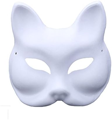 Himine 9 ADET DIY Beyaz Kağıt Maske Boş El Boyalı Maske (Tilki)