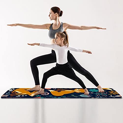 Kalın Kaymaz Egzersiz ve Fitness 1/4 yoga mat Orman Karikatür Hayvan Tilki Kuş Çiçek Baskı Yoga Pilates ve Zemin Fitness
