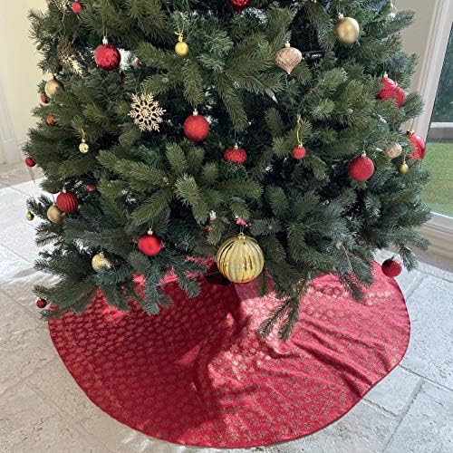 lovemyfabric 56 Yuvarlak Ağaç Etek Noel ve Tatil için ağaç dekor / Kar Taneleri / Noel Ağaçları / Yıldız (Yeşil, Brokar