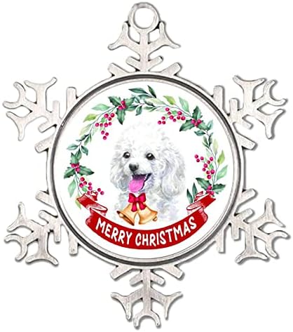 MerryChristmas Evcil Köpek 2022 Kar Tanesi Yılbaşı Süsü Yeşillik Çelenk Yılbaşı Köpeği Kar Tanesi Süsü Metal Yeşillik