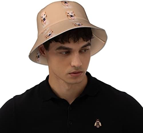 Golden Retriever Estetik Kova Şapka, Yaz Plaj güneş şapkası Çift Taraflı Katlanabilir Açık Unisex Kova Şapka