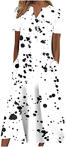 Kadın Baskı Düğmesi Aşağı V Boyun Maxi Elbiseler 2023 Kısa Kollu V Boyun Nedime Düğün Akşam Parti askı elbise
