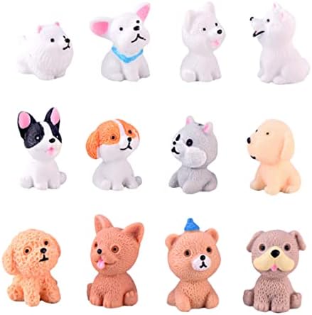Toyvıan 12 adet Mini Köpek Mini Plastik Yavru Köpek Figürleri Köpek Parti İyilik Bebek Oyun Seti Dekorasyon Ev için