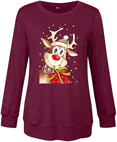 Bayan Batı Çirkin Noel Gömlek Komik grafikli tişört Kar Tanesi Desen Gevşek Yaz Güz Tops