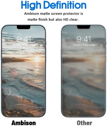Ambison [2 Paket] iPhone 14 2022/iPhone 13/13 Pro için Tasarlanmış Mat Cam Ekran Koruyucu, Kurulum Çerçevesi / Kabarcıksız