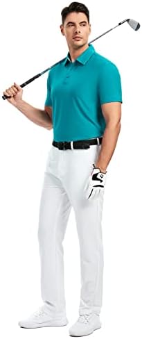 Damipow Premium golf gömlekleri Erkekler için Kuru Fit Performans Polo Kısa Kollu Yakalı Gömlek