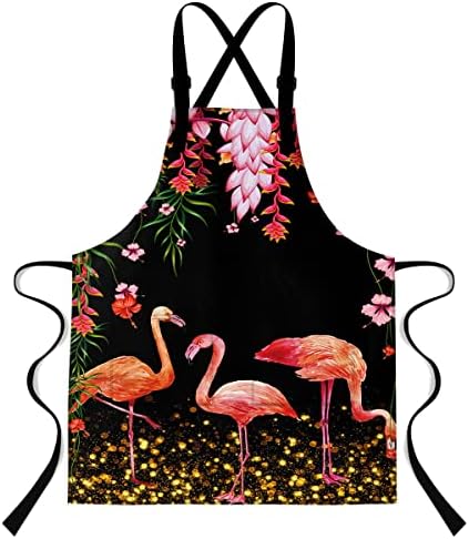 LshyMn Flamingo Önlük 2 Cepli 33. 4x27. 5 İnç Bitkiler Orman Çiçekler Vahşi Hayvanlar Desen Baskılı Önlük Önlük Ev