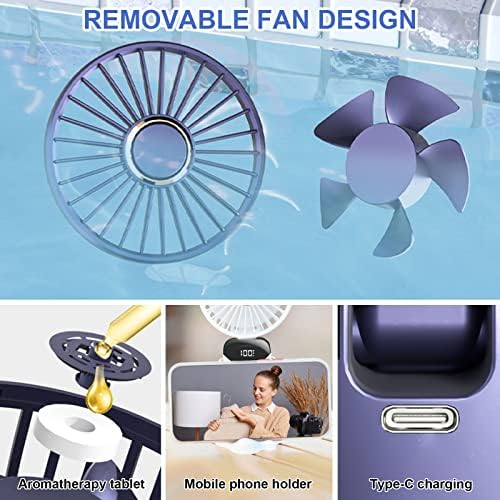Orfonbi El Tipi Mini Fan, Taşınabilir Kordon Kişisel Fan, LED Ekranlı 5 Hız, 90° Adj Tabanlı Mini Masa Fanı, USB Şarj