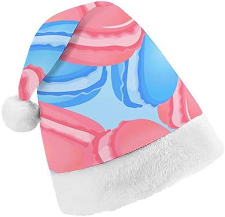 Sevimli Pembe ve Mavi Macaroons Noel Şapka Yumuşak Peluş Santa Kap Komik Bere Noel Yeni Yıl Şenlikli Parti